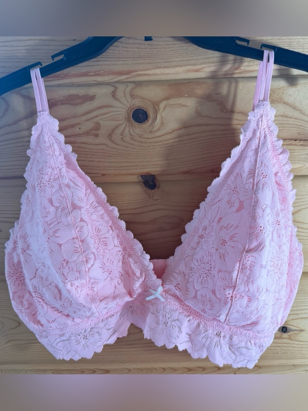 aerie Light Pink Lace Bralette with Scalloped Trim NWOT Large